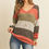 Thumbnail: Rib Multicolor Stripes V-Neck Puff Sleeves Top