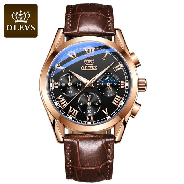 Thumbnail: Men's Quartz Watch Luminous Business Waterproof Luxury Leather Strap