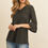 Miniatura: Solid Bell Sleeve V-Neck Top
