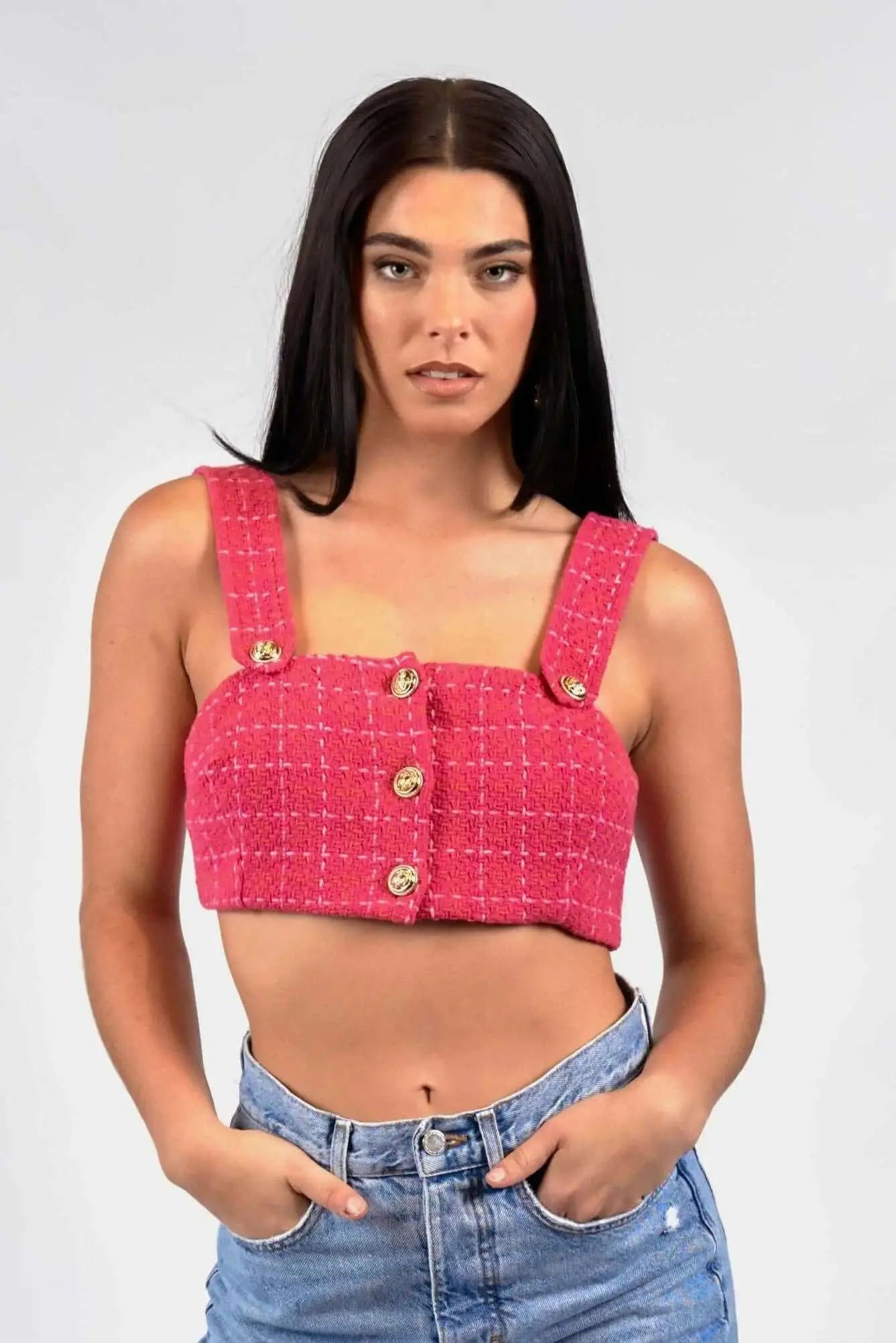 Marissa Top Tweed Fuchsia