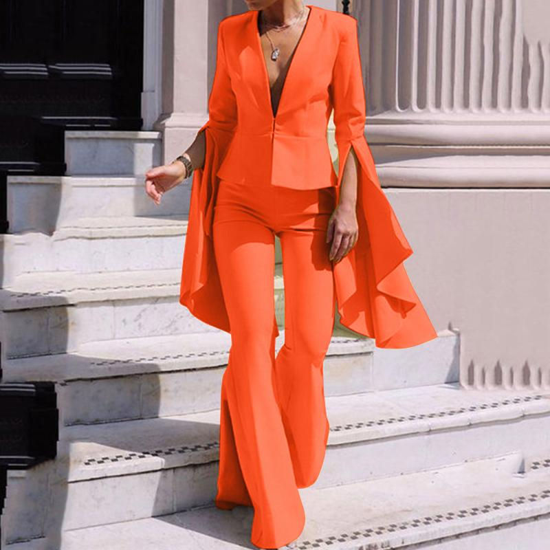 Miniatura: 2PCS Elegant Sets 2023 Fashion Casual Solid Color Party Pants Suits