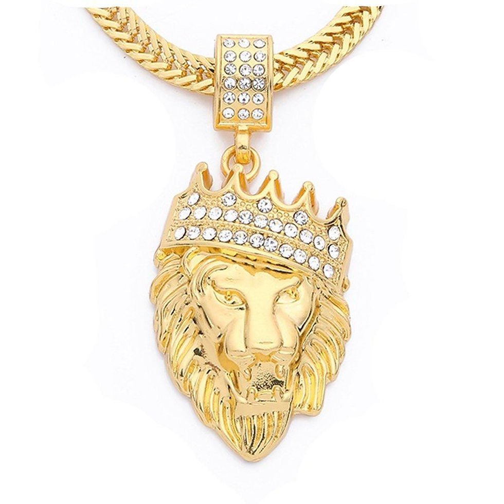 Thumbnail: Father's Day! King of the Jungle Iced Out Pendant Necklace in 18K Gold