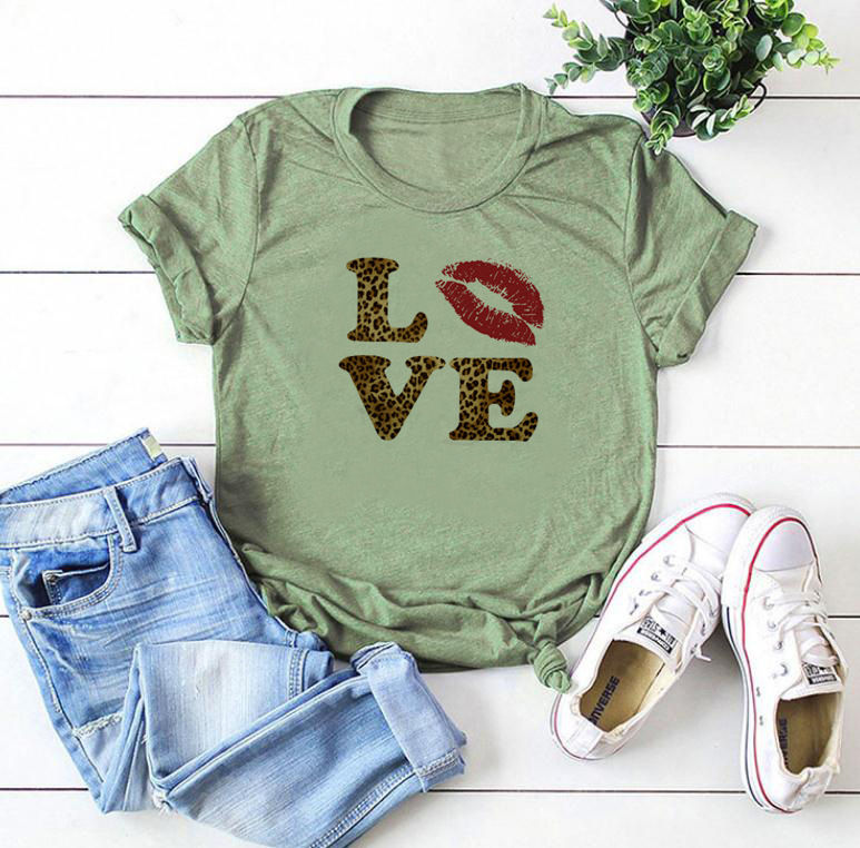Miniatura: 1 Piece Sell Women Summer O-Neck T-Shirt Fashionable Print Lips Love T Shirts