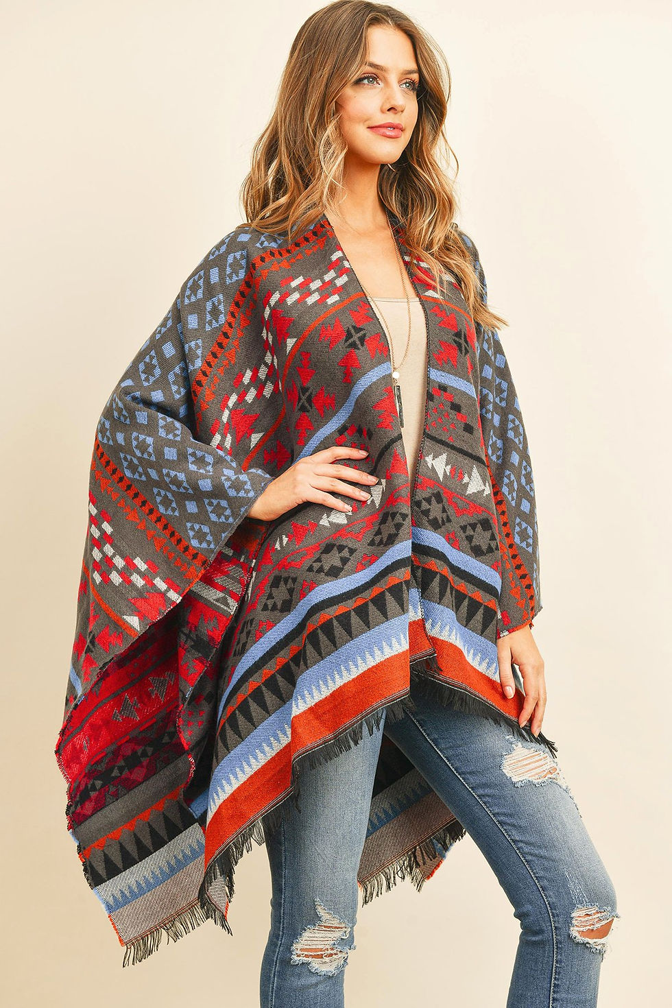 Thumbnail: Hdf3148 - Native Pattern Open Front Kimono
