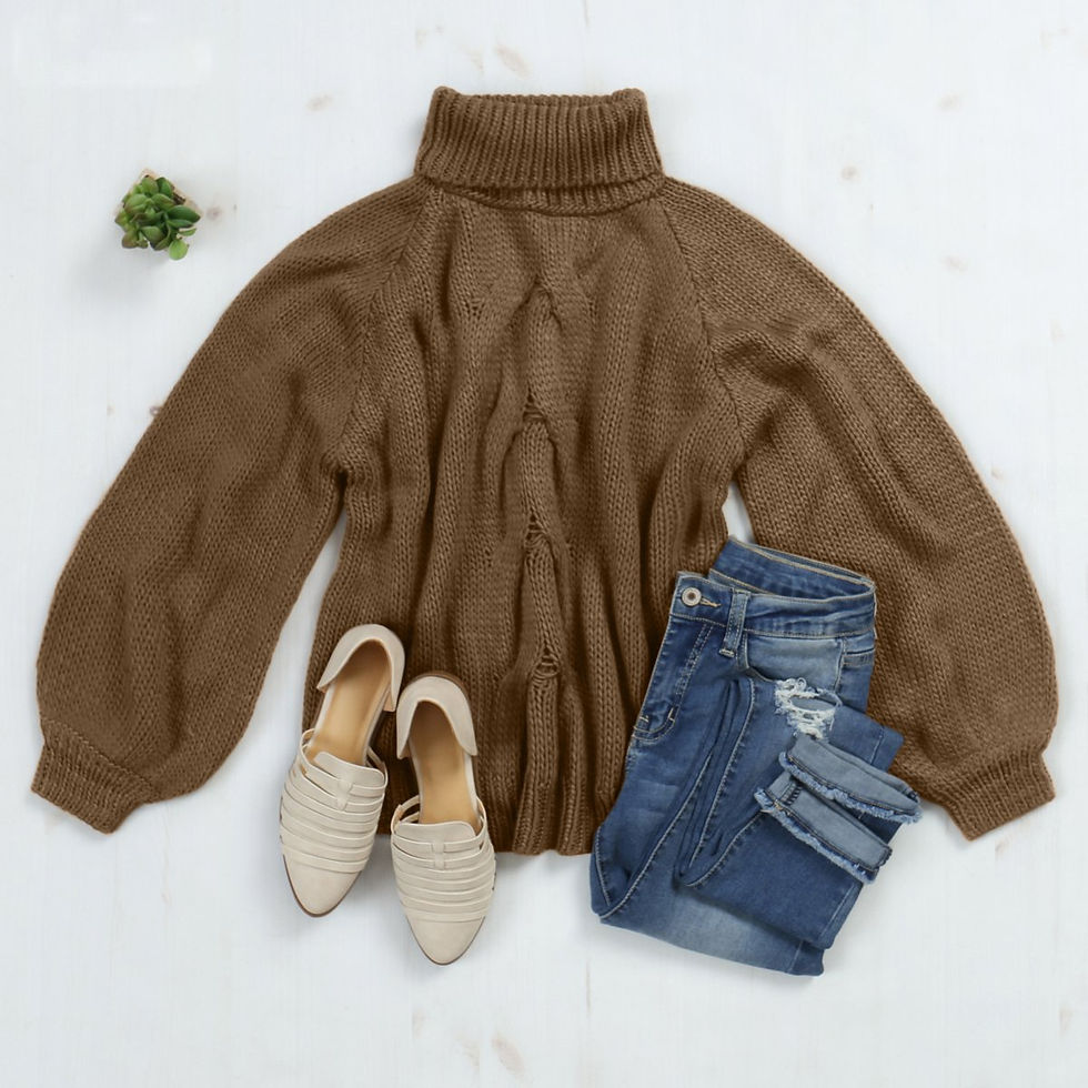 Thumbnail: Chunky Cable Knit Turtleneck Sweater