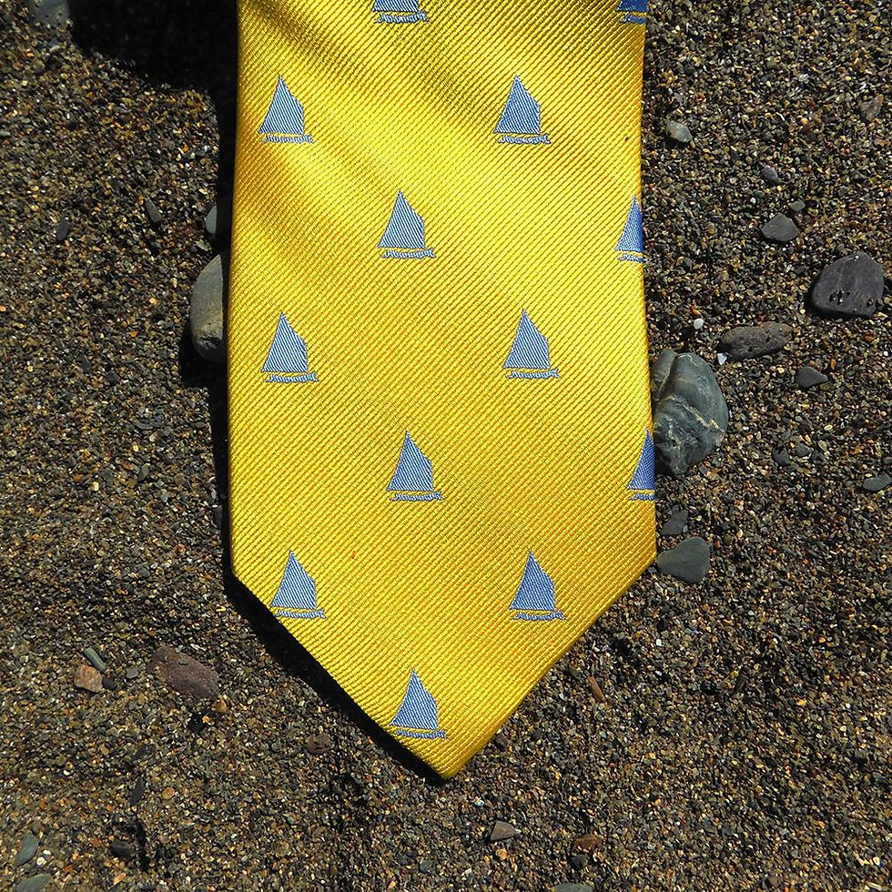 Thumbnail: Sailboat Necktie - Yellow, Woven Silk
