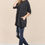 Thumbnail: Two Tone Hacci Oversized Dropped Shoulder Pocket Tunic