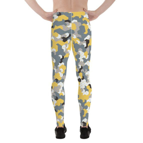 Thumbnail: Mens Leggings - Yellow Sports Camo Leggings