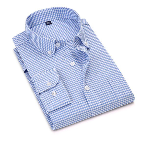 Thumbnail: Cotton Casual Shirt Stand-Up Collar Long Sleeve Men's