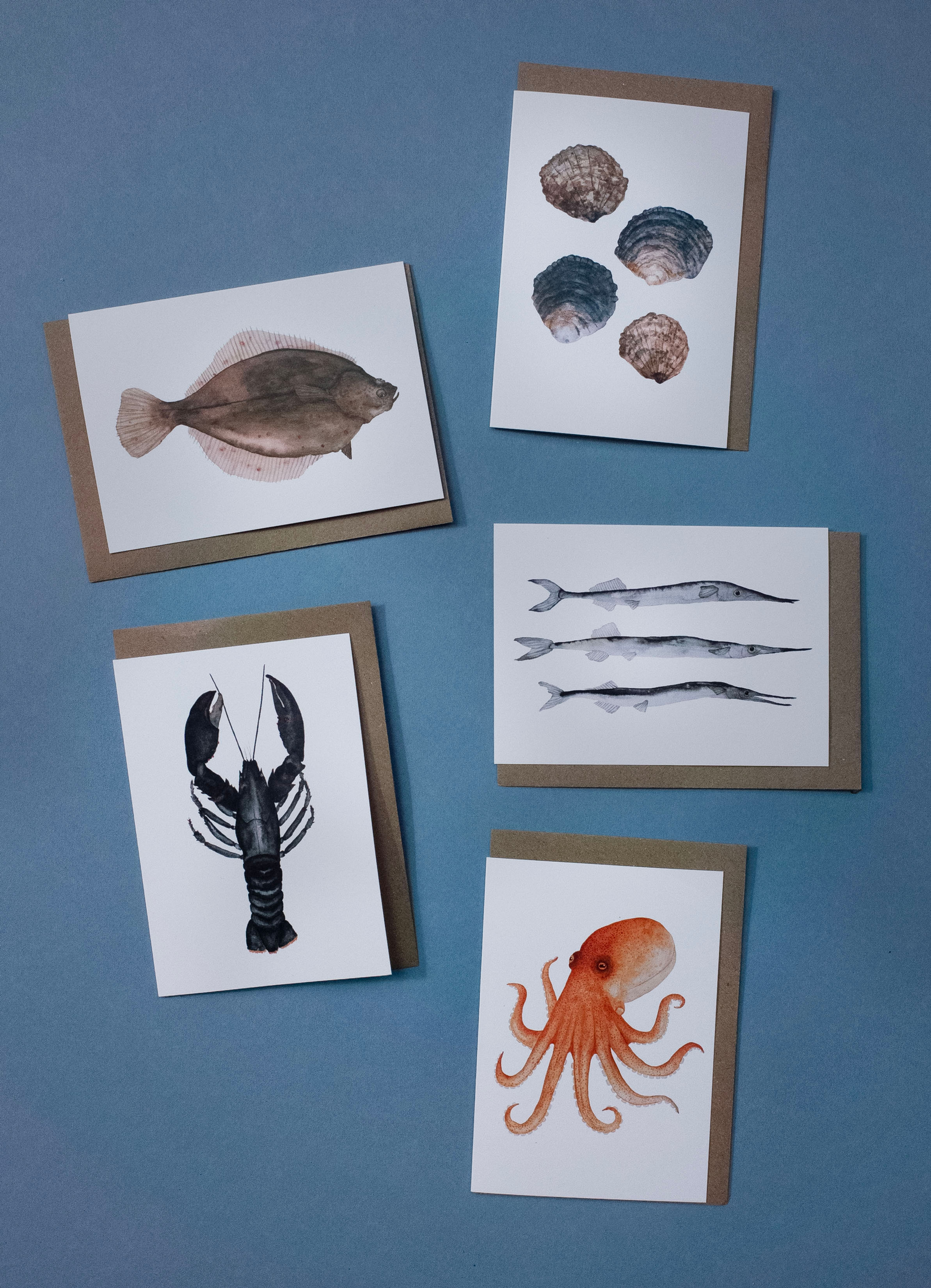 5 dobbeltkort - Fisk & Skaldyr