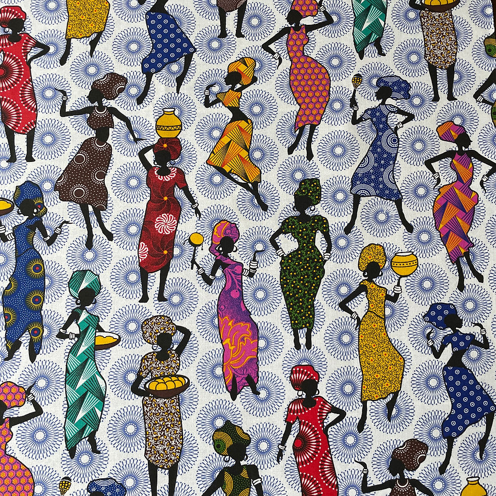 Dancing ladies African print cotton fabric full pattern