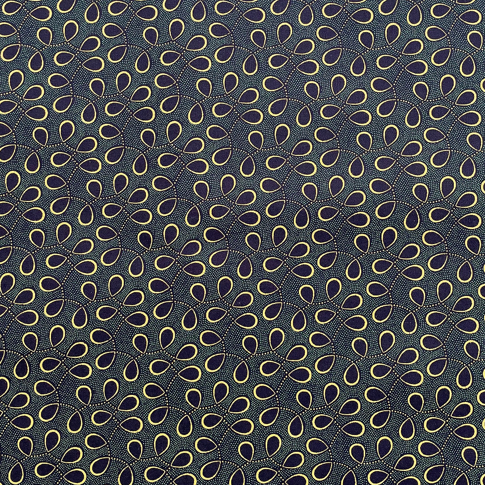 Black Shweshwe fabric – full view loops design, Da Gama Three Cats