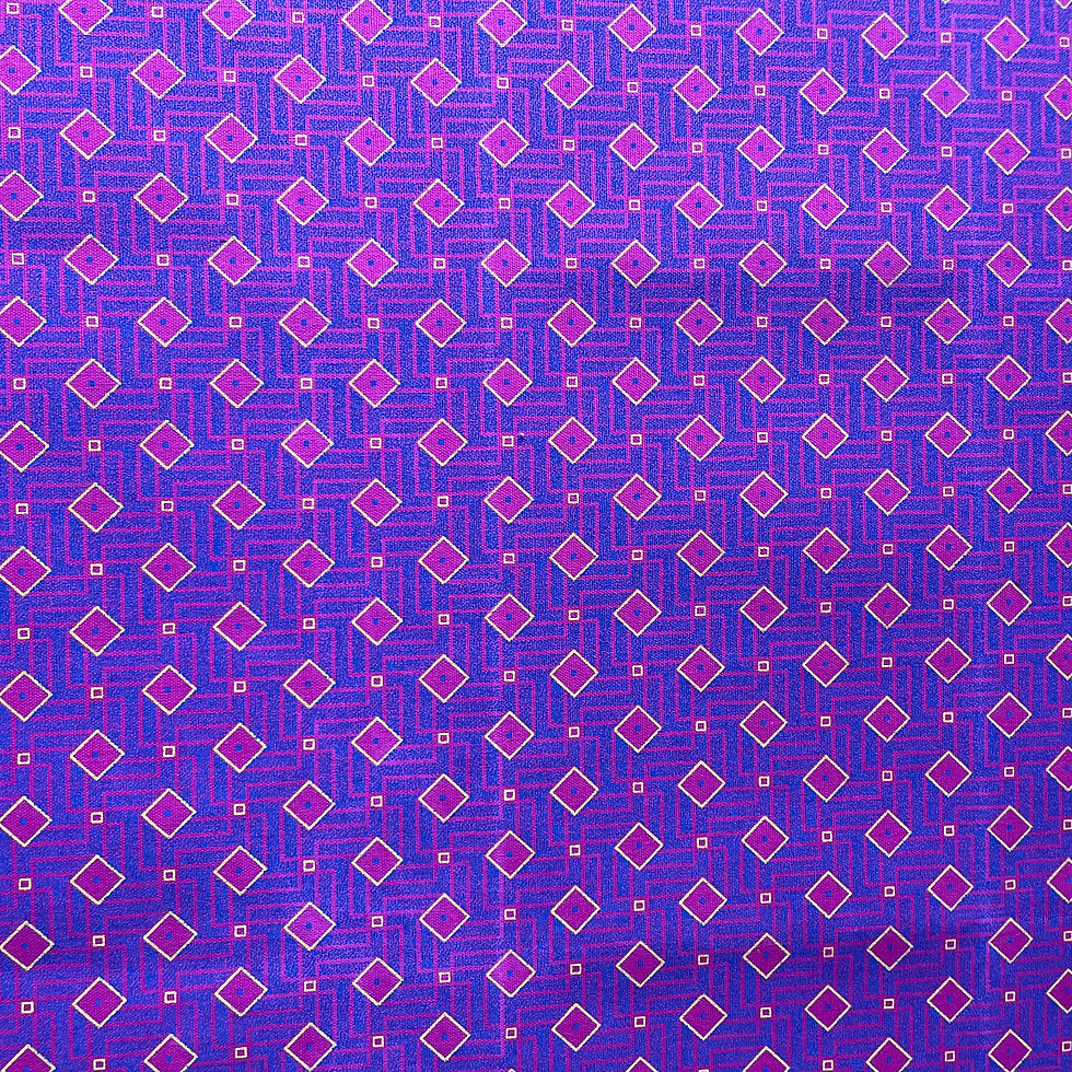 Pink Diamonds and Stripes Three Cats Shweshwe full fabric view
