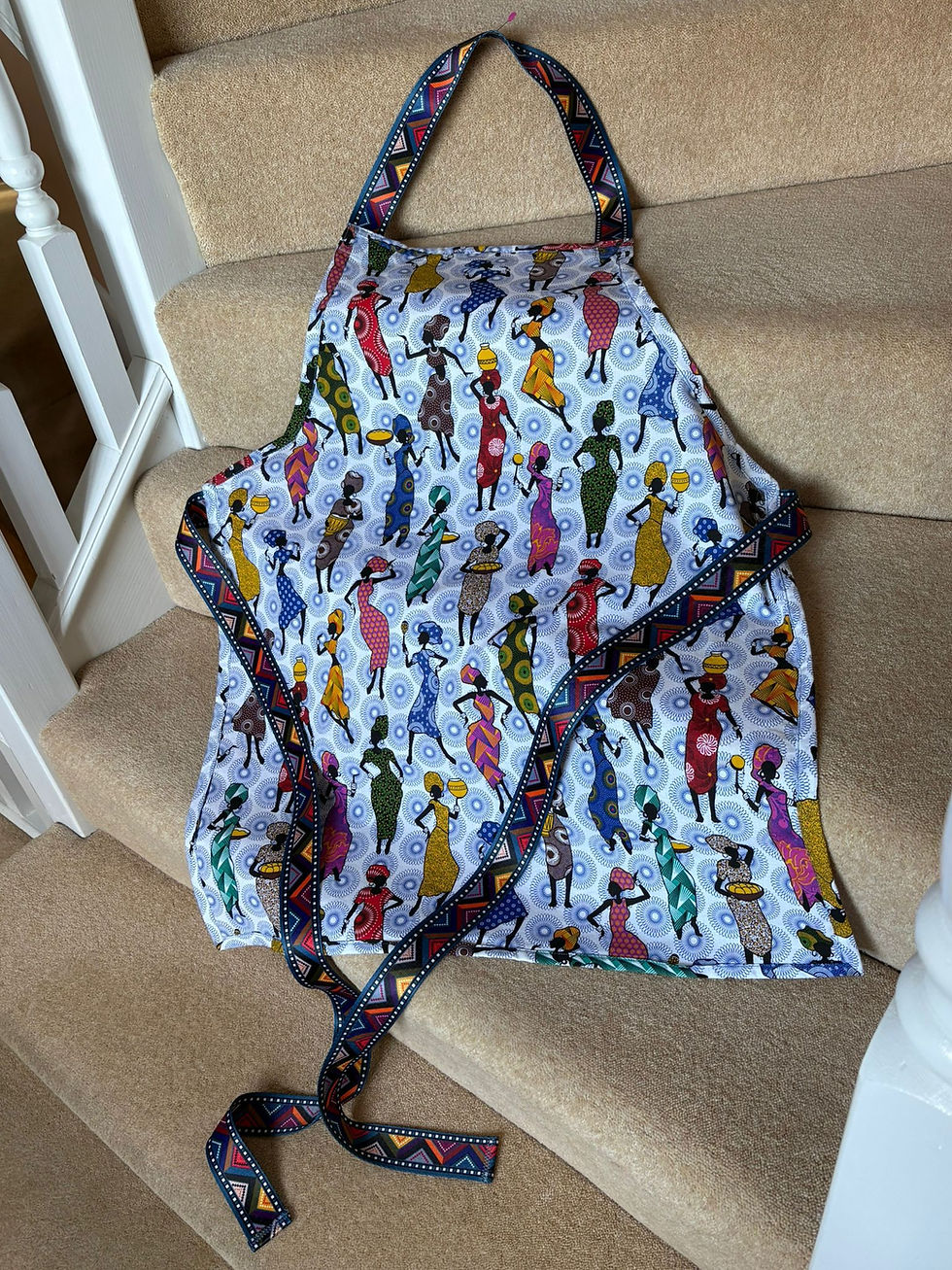 Thumbnail: Lovely apron made using Dancing Ladies Shweshwe fabric