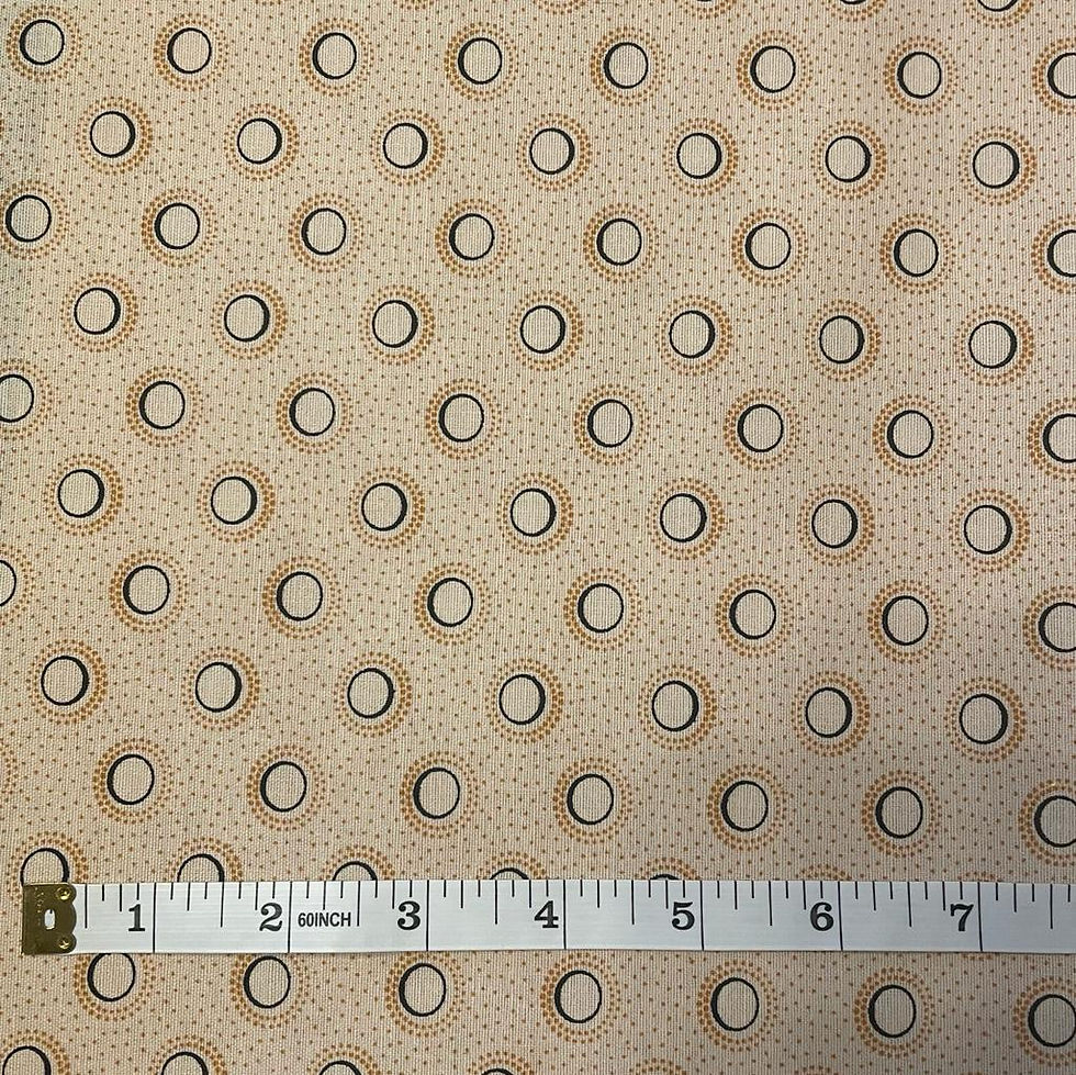Thumbnail: Beige Shweshwe fabric with bubble design – authentic Da Gama Three Cats.