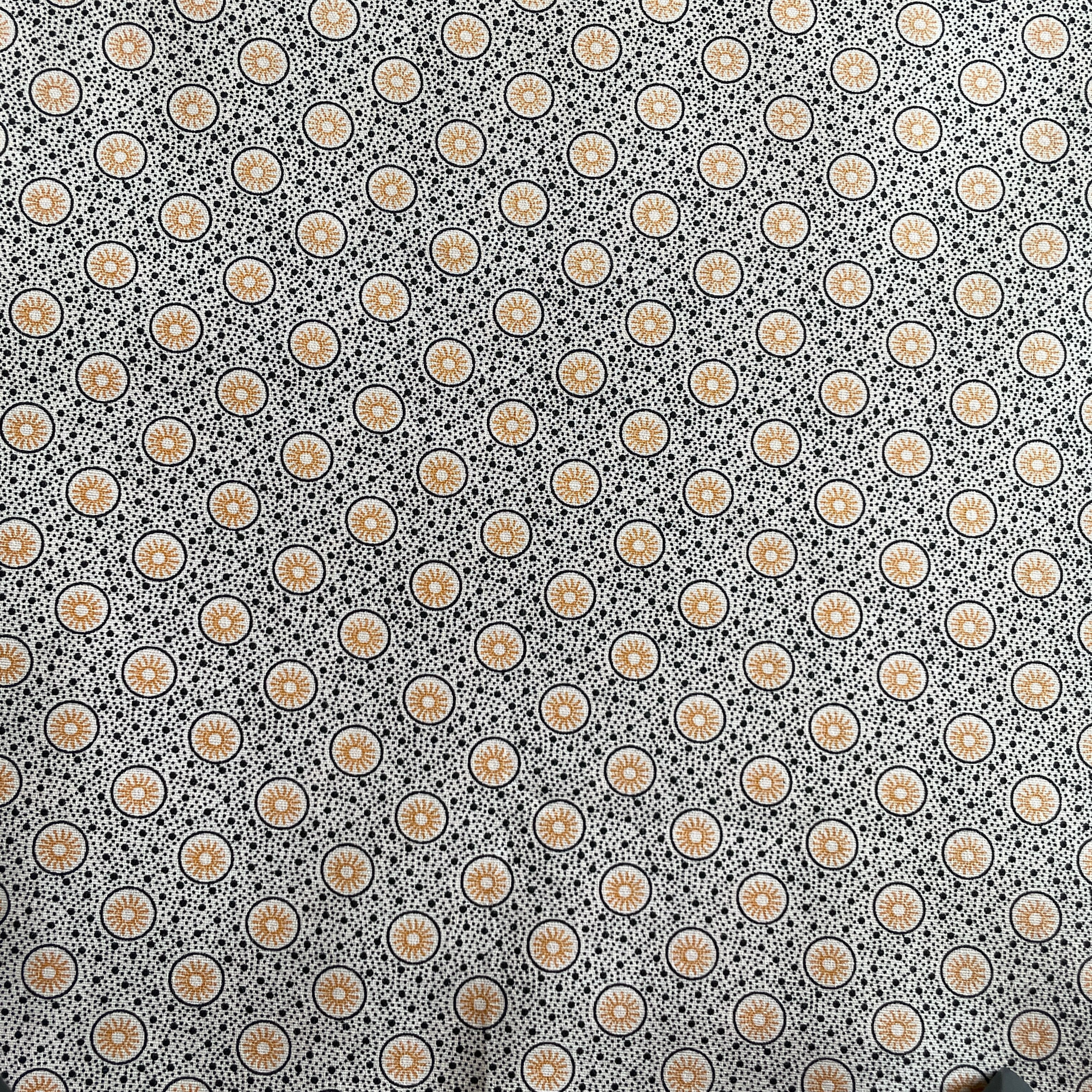 Beige Shweshwe fabric – full view urchin design, Da Gama Three Cats