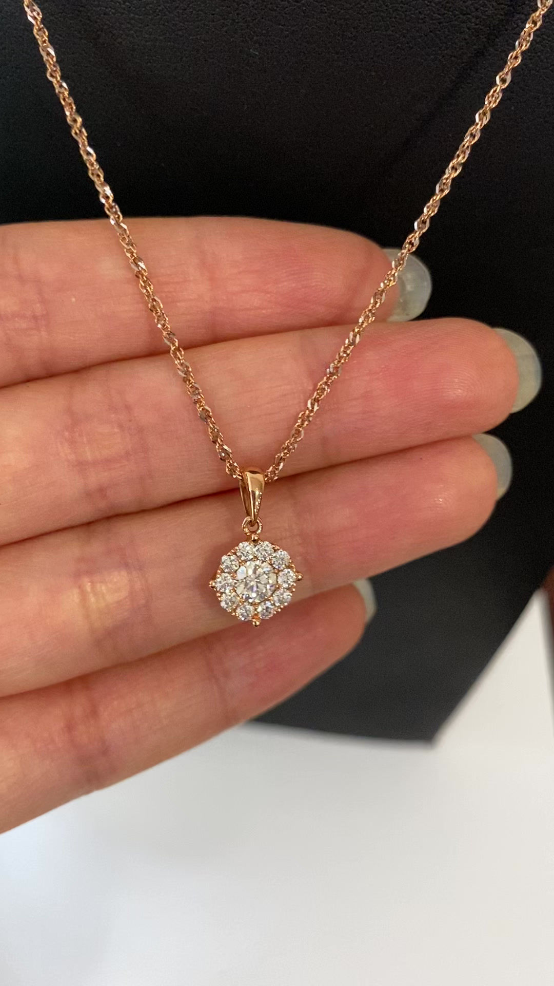 Classic Diamond Cluster Pendant Necklace