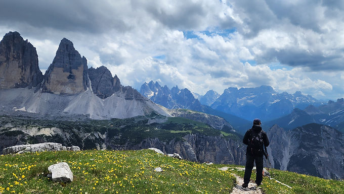 Walking in the Dolomites Mountains