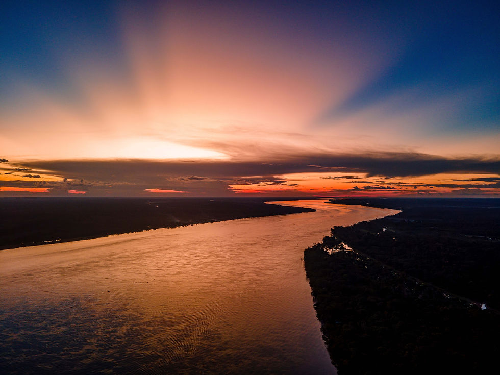 The Amazon at sunset in Leticia Colombia