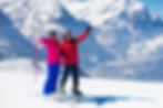 Couple enjoying skiing