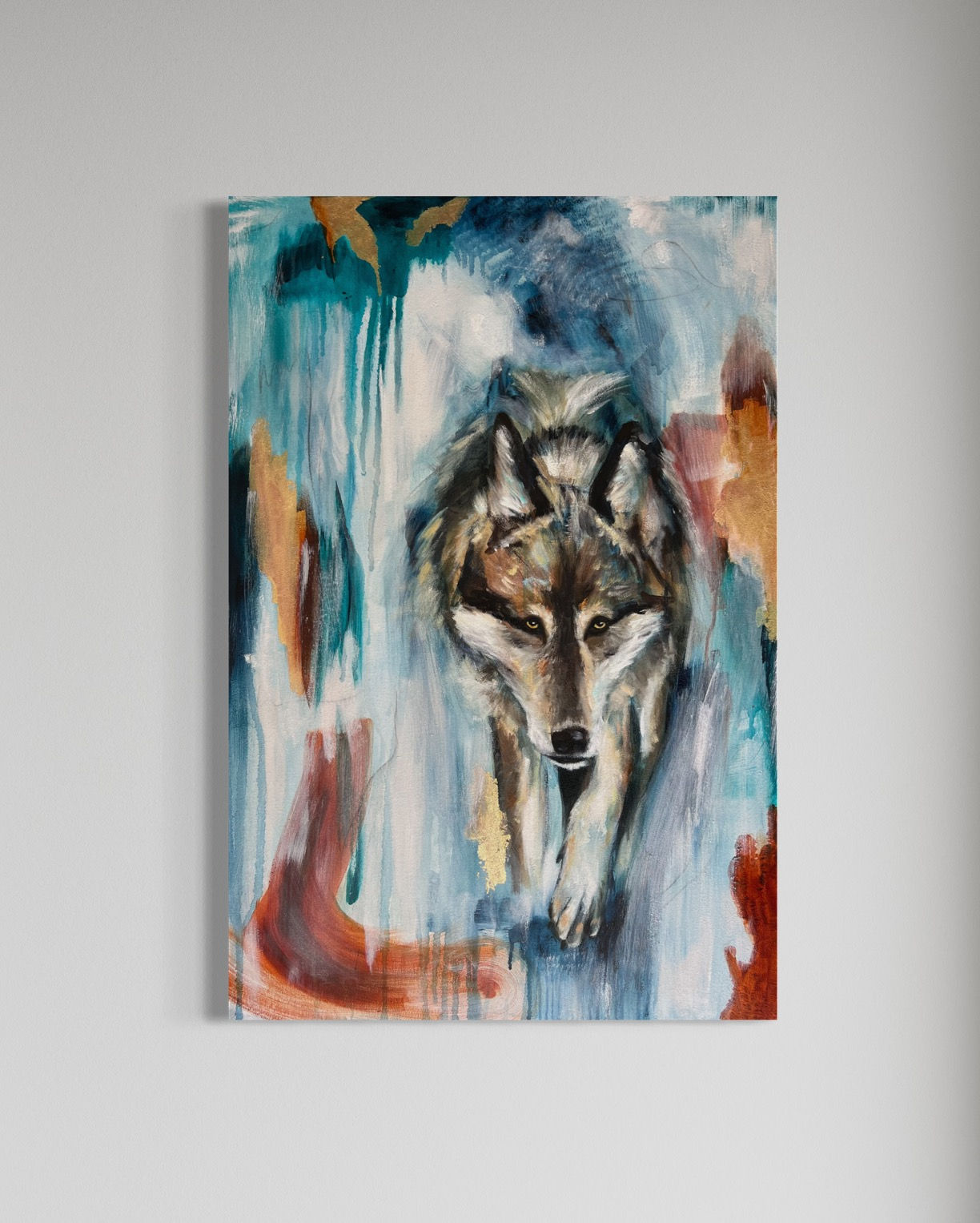 Colourful artworks - Wolf Painting - Australian Artist - Emily Birdsey