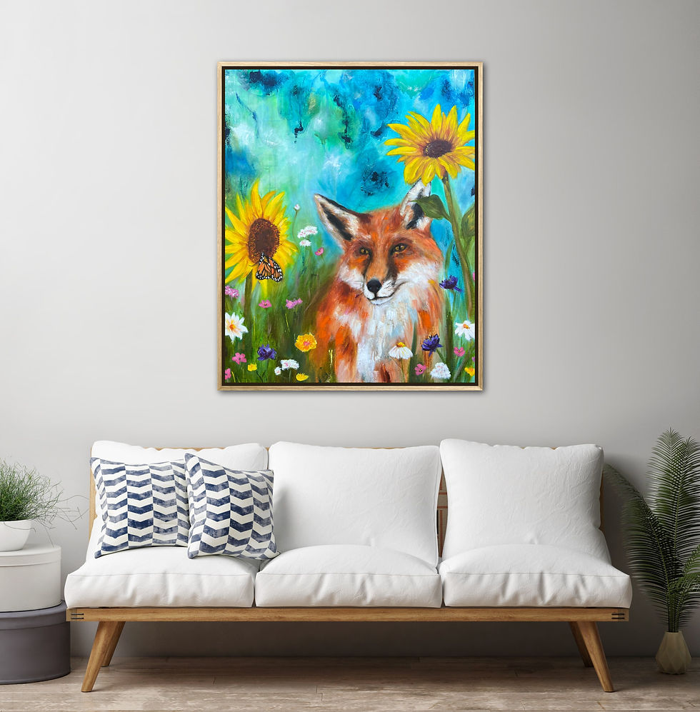 Thumbnail: Fox colourful painting - original artwork by Australian Artist Emily Birdsey