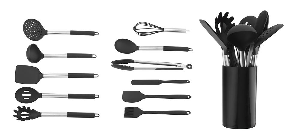 Thumbnail: Premium Silicone kitchen utensils with rubber wooden handle match with plastic r