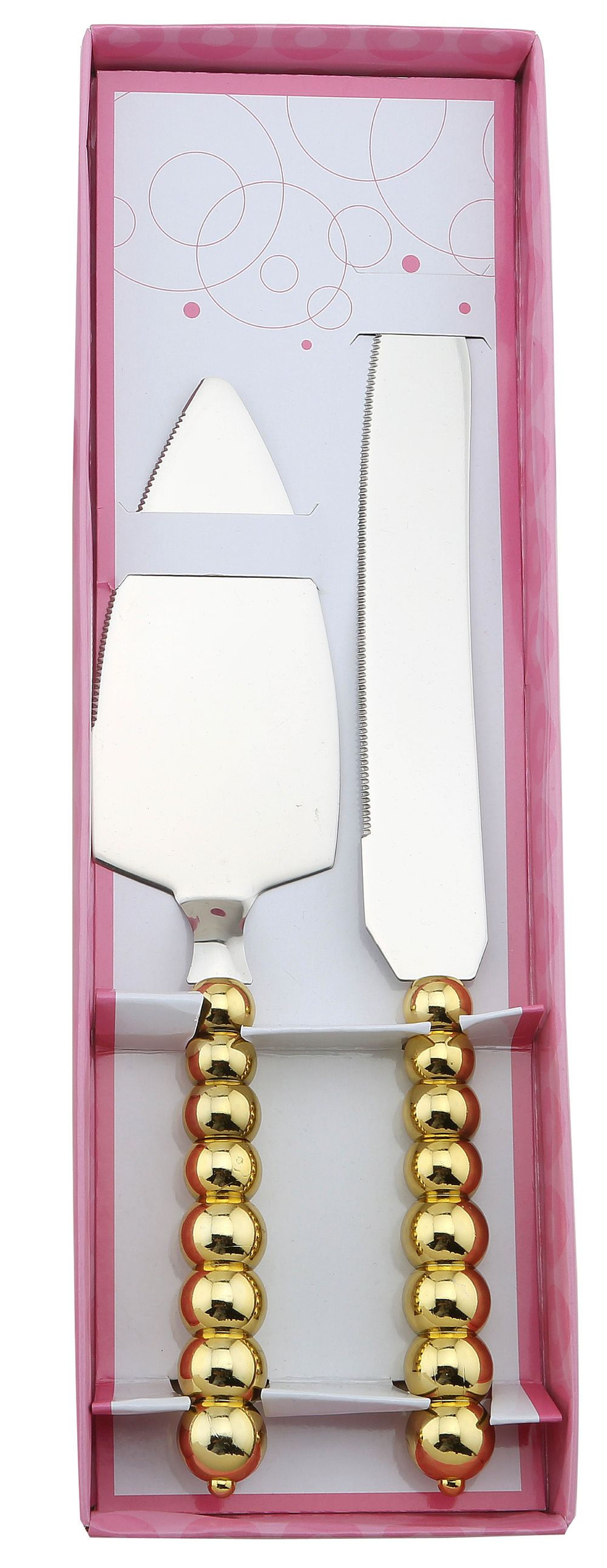 Cake knife shovel Set, ABS beaded handle in Gold or Silver color, luxurious for
