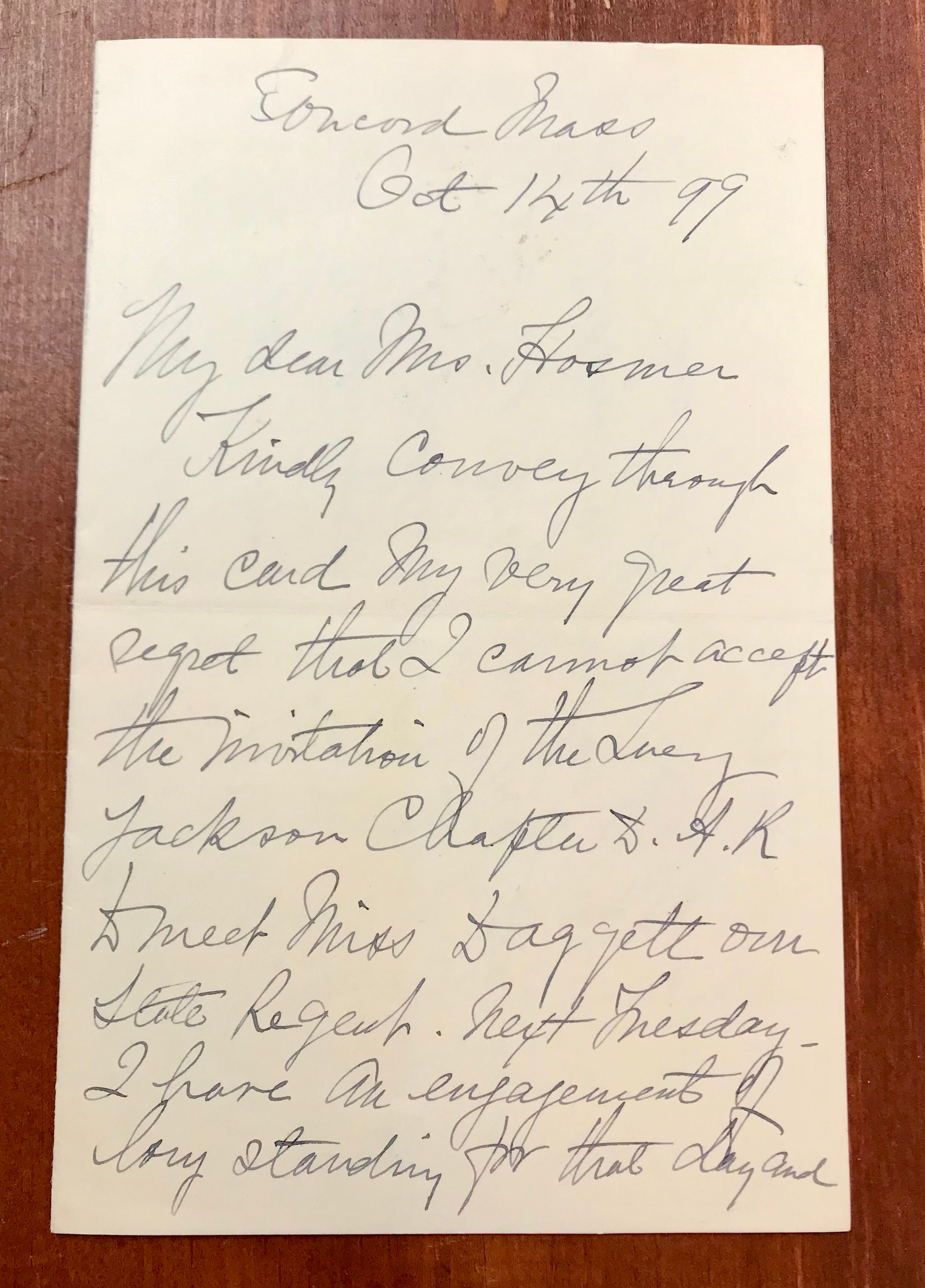 Harriet Lothrop: Autograph Letter Signed. (D.A.R. Related)