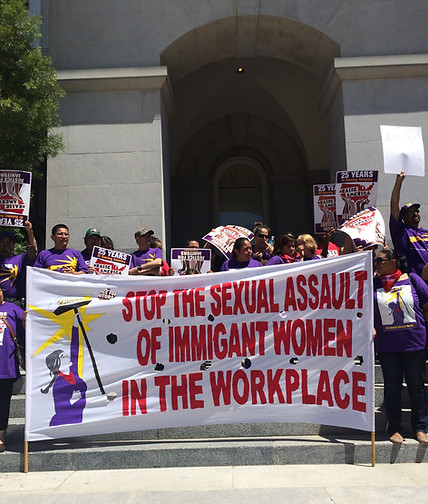 Ya Basta rally 2016 stop sexual assault immigrant women in workplace banner