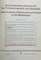 Cover page Revue suisse de statistique