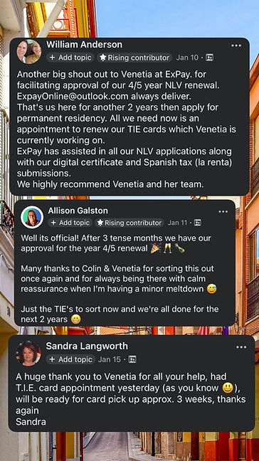 Client review for Expay Spanish residency and tax services