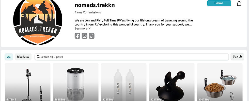Image of nomads.trekkn amazon store page. The link is clickable and will redirect to our store.