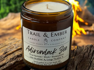 A photo of Trail & Ember Candle Adirondack Zen by the fire
