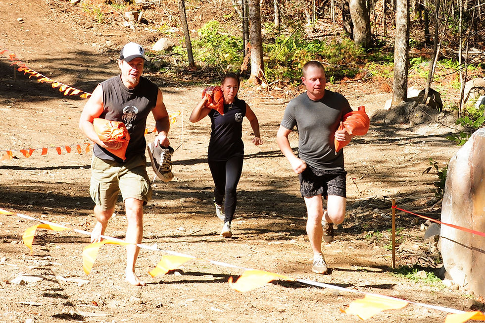 Left, barefoot running the North of 7 OCR.