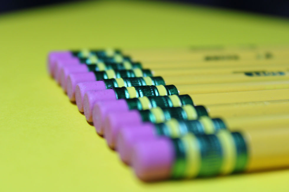 Pencils lined in a perfect row