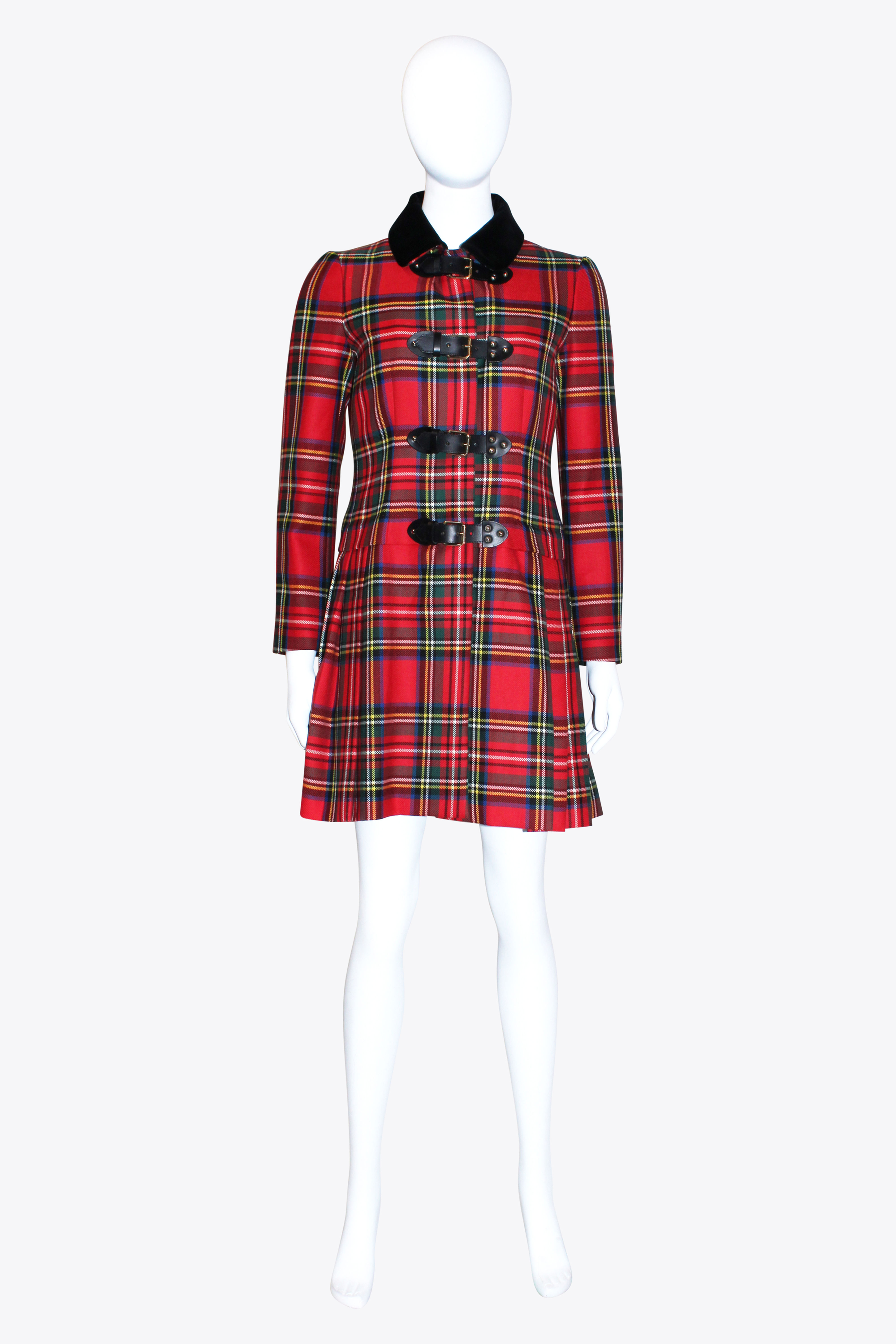 Moschino 2013 Tartan Velvet Heart Coat