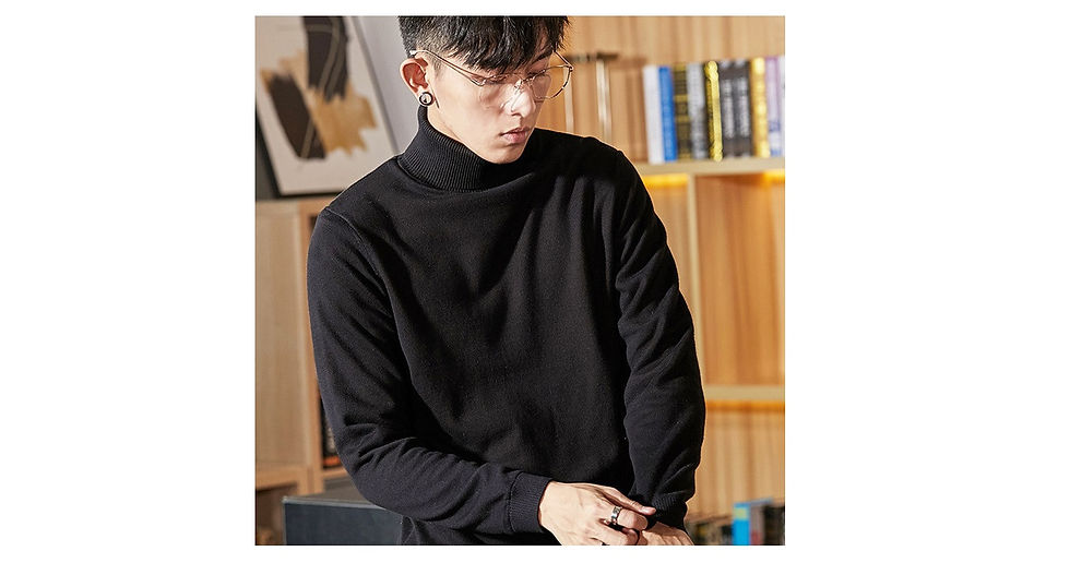 Thumbnail: Regular High Neck Long Sleeve Knitted Sweater