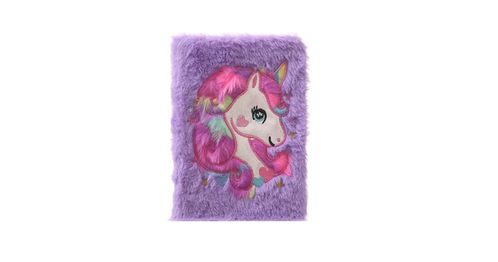 Thumbnail: Four-color Cartoon Unicorn Plush Cover Notebook Diary Book