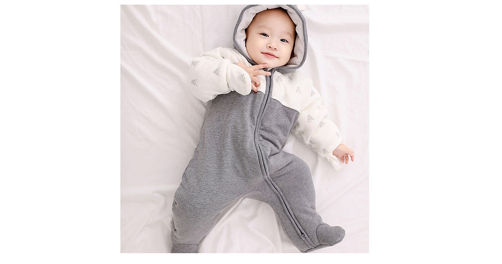Thumbnail: Baby Gray Bear Long Sleeve Romper