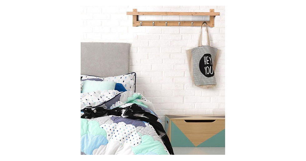 Thumbnail: Bamboo Multifunctional 'Twenty' Wall Storage Hook Wall Shelf (5 hooks)