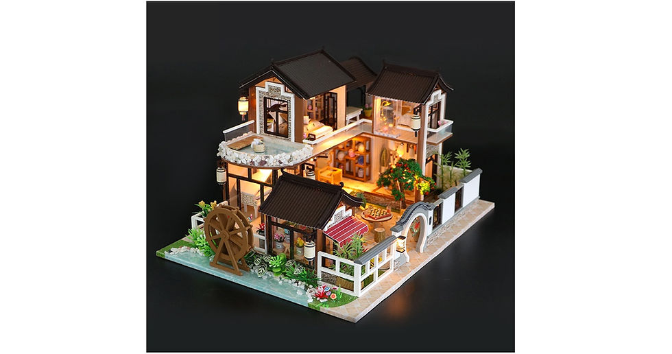 Thumbnail: 3D Model Ancient Chinese Villa Mini House Music Box DIY Puzzle Handmade Craft