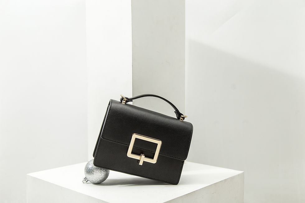 Thumbnail: Women's Color Ribbon Leather handbag - Classic Black