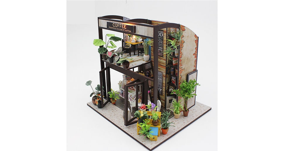 Thumbnail: 3D Model Europe Coffee House Mini House Music Box DIY Puzzle Handmade Craft