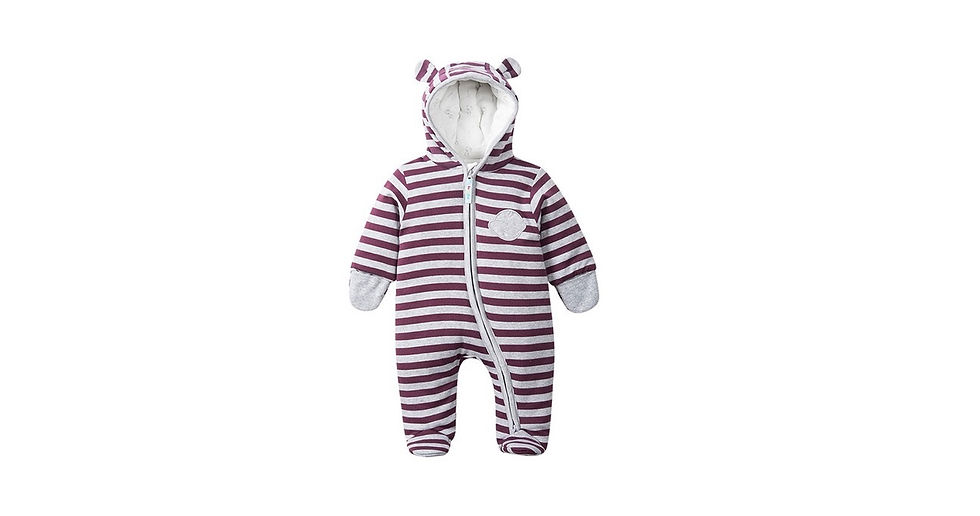 Thumbnail: Baby Stripes Bear Long Sleeve Romper