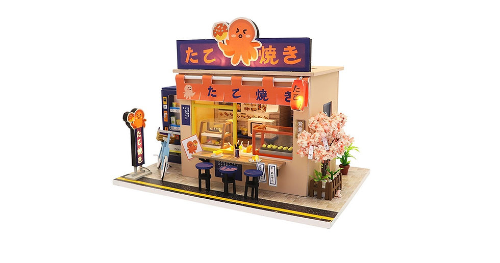 Thumbnail: 3D Model Takoyaki Stand Mini House Music Box DIY Puzzle Handmade Craft