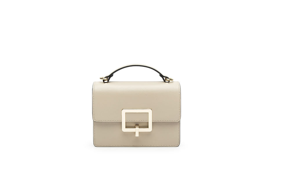 Thumbnail: Women's Color Ribbon Leather handbag - Light Apricot