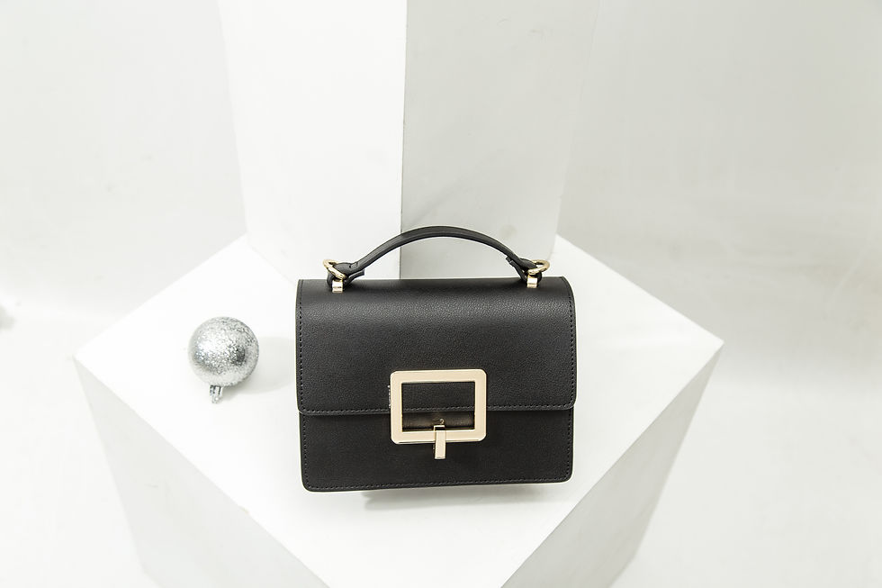 Thumbnail: Women's Color Ribbon Leather handbag - Classic Black