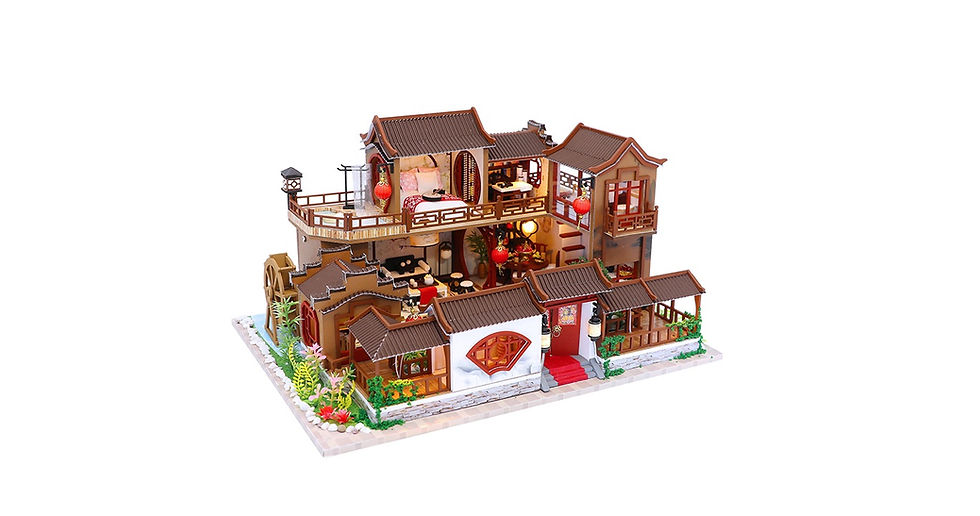 Thumbnail: 3D Model Ancient Chinese Mansion Mini House Music Box DIY Puzzle Handmade Craft