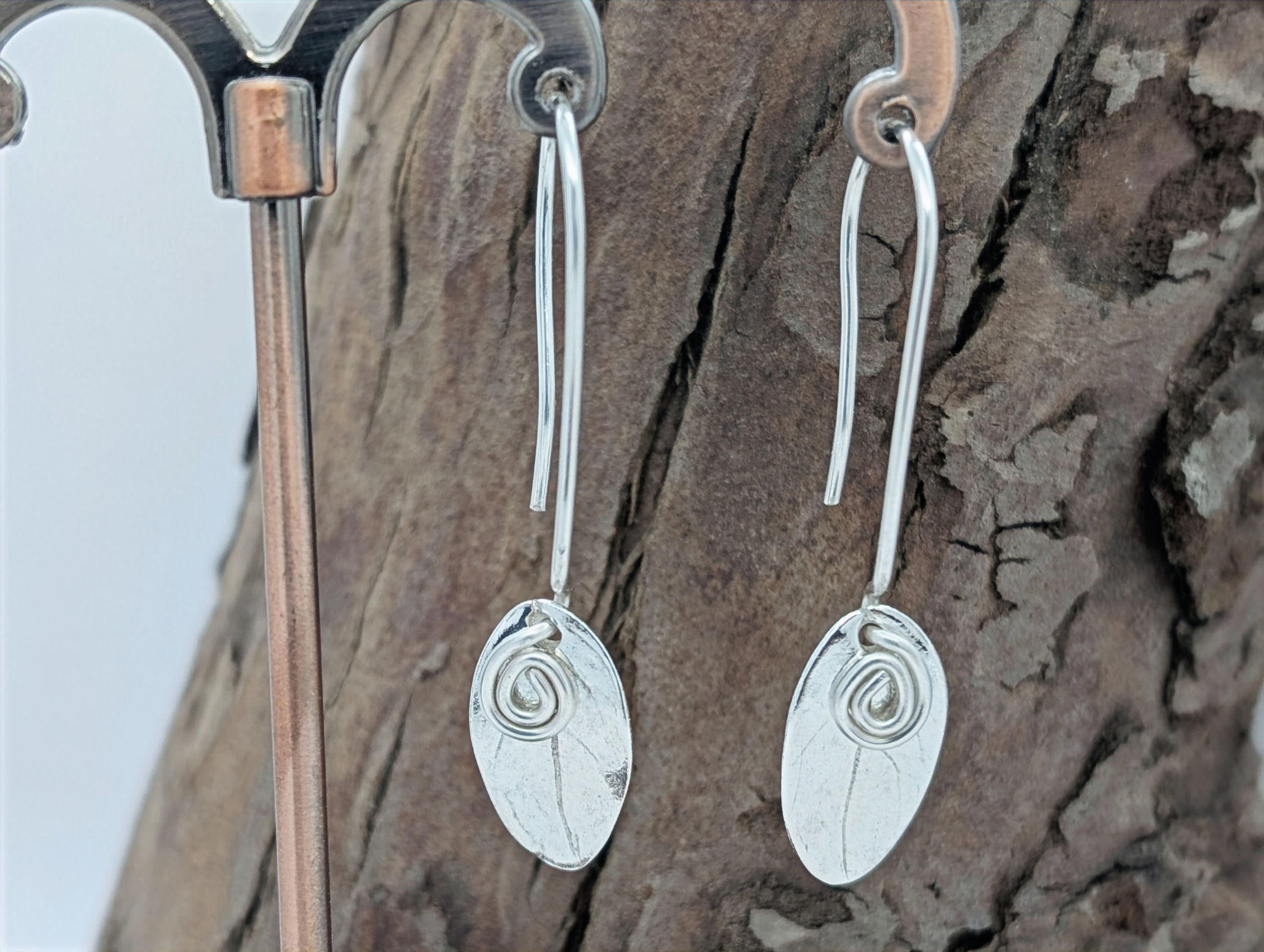 Celtic Leaf earrings hanging